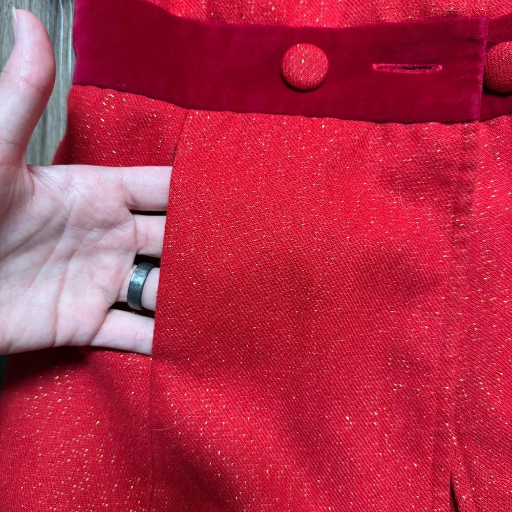 Busy Bees Kids Red Double Breasted Dress Coat Red Velvet‎ Trim Toddler Girl 3T